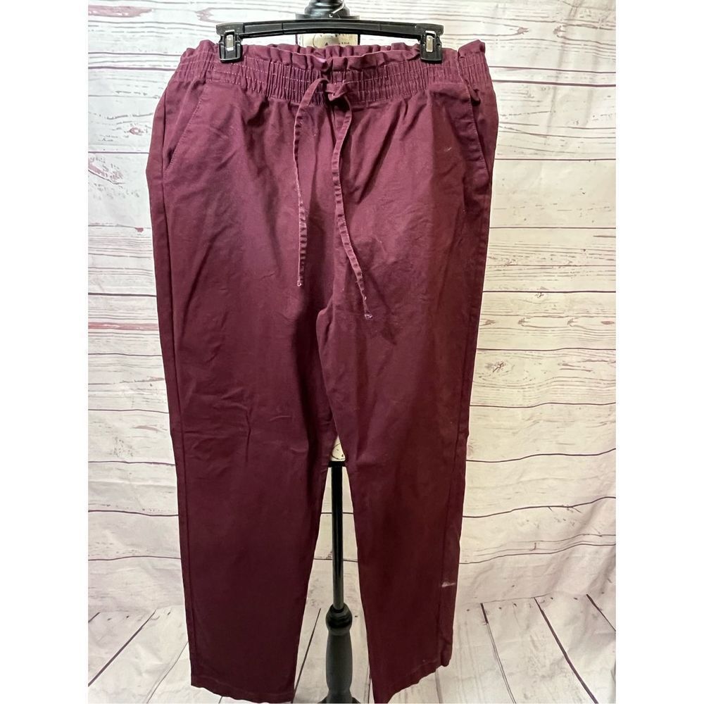 Gloria Vanderbilt Burgundy Elastic Waist Pull On Pants Size 14 Average